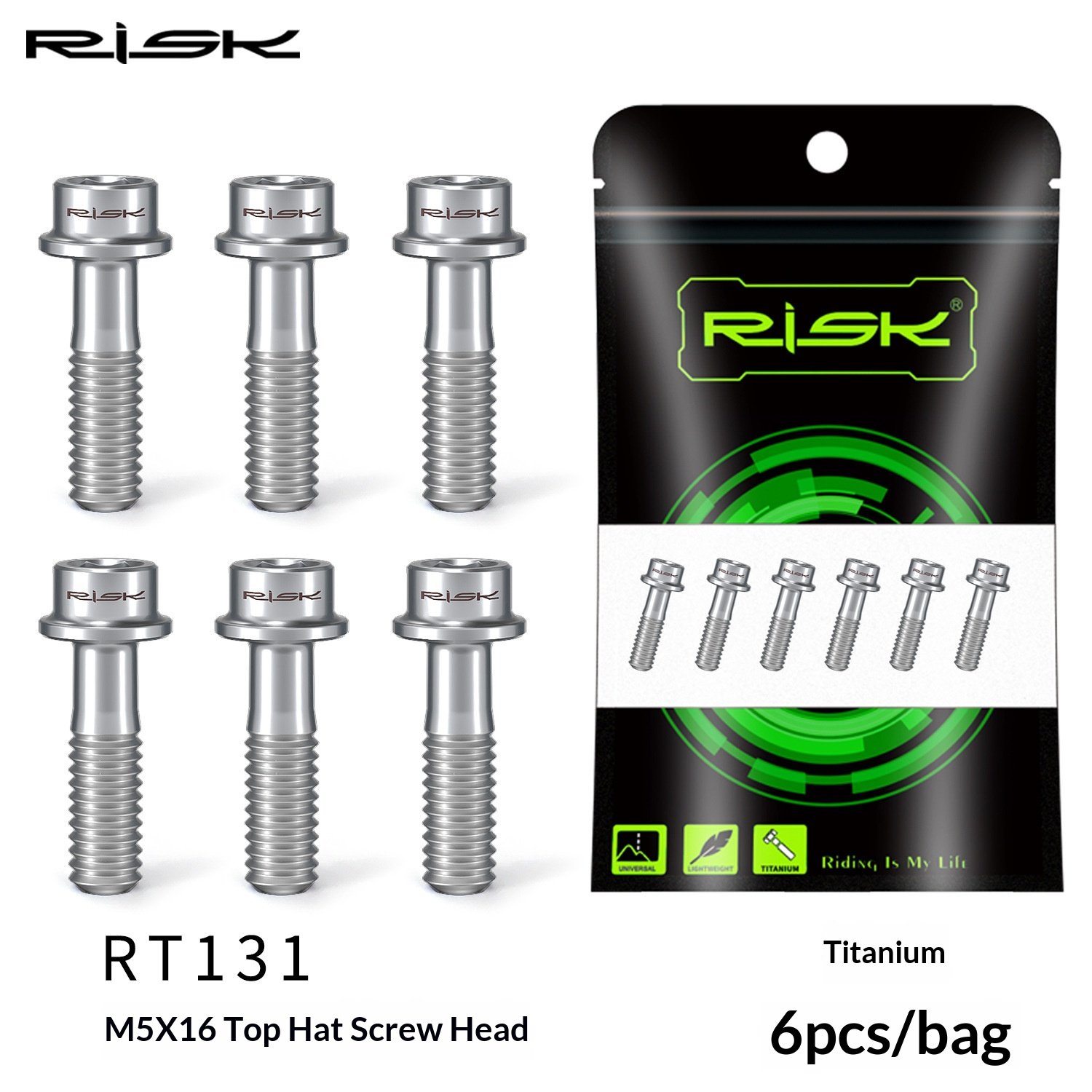 RISK RT131/RT132 Titanium M5 Stem Bolts 6pcs for Road MTB Bikes