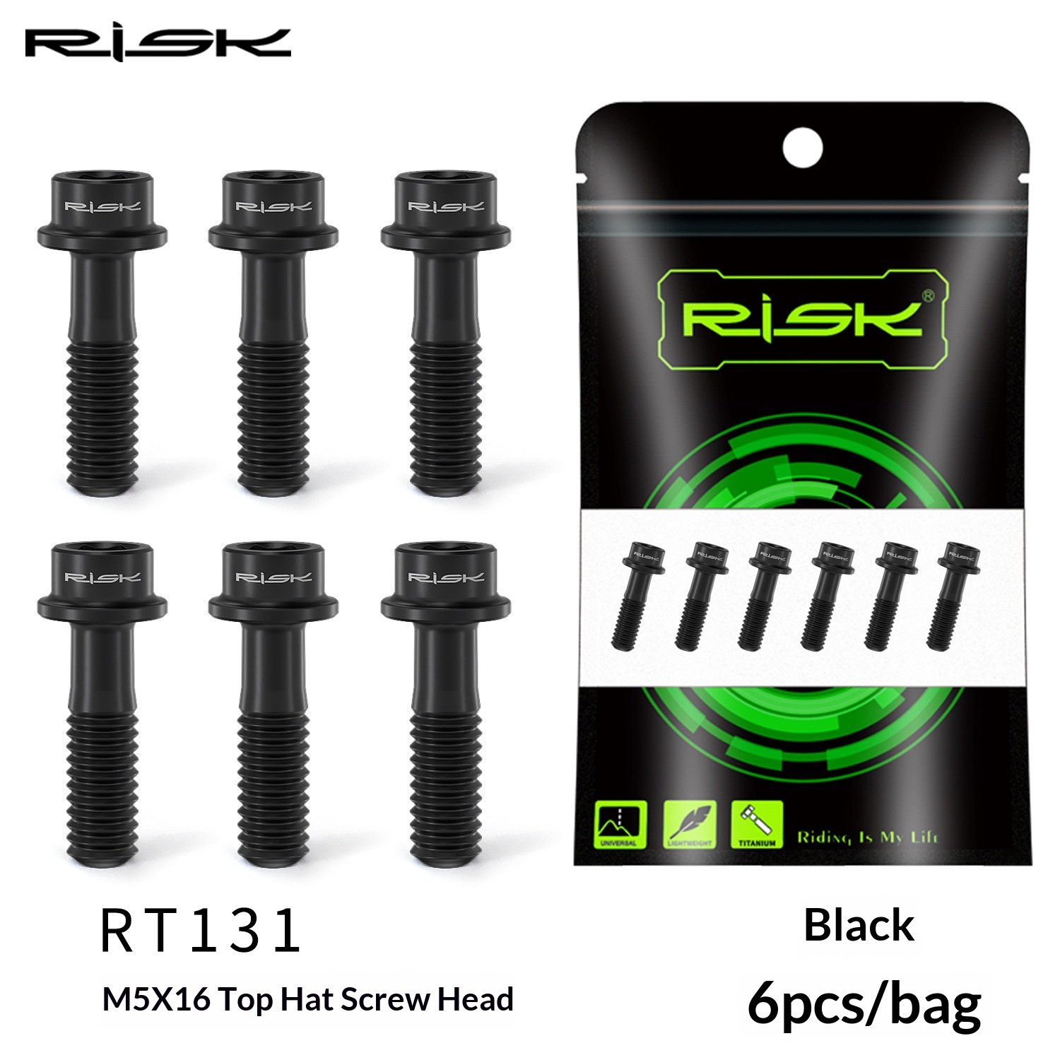 RISK RT131/RT132 Titanium M5 Stem Bolts 6pcs for Road MTB Bikes