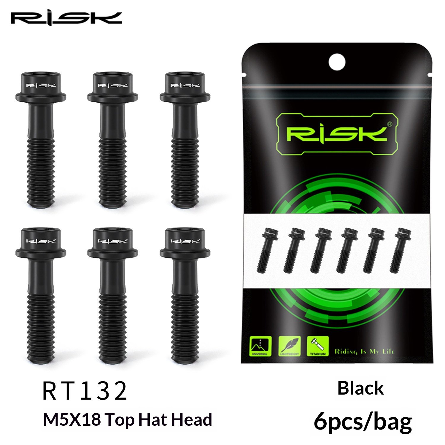 RISK RT131/RT132 Titanium M5 Stem Bolts 6pcs for Road MTB Bikes