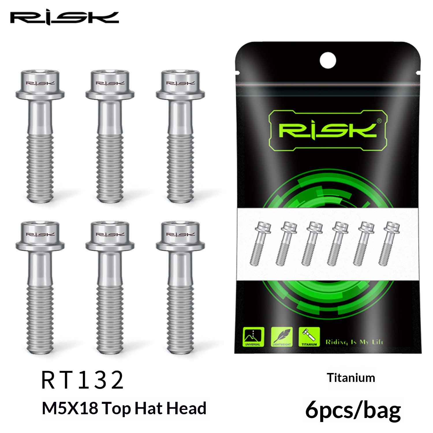 RISK RT131/RT132 Titanium M5 Stem Bolts 6pcs for Road MTB Bikes