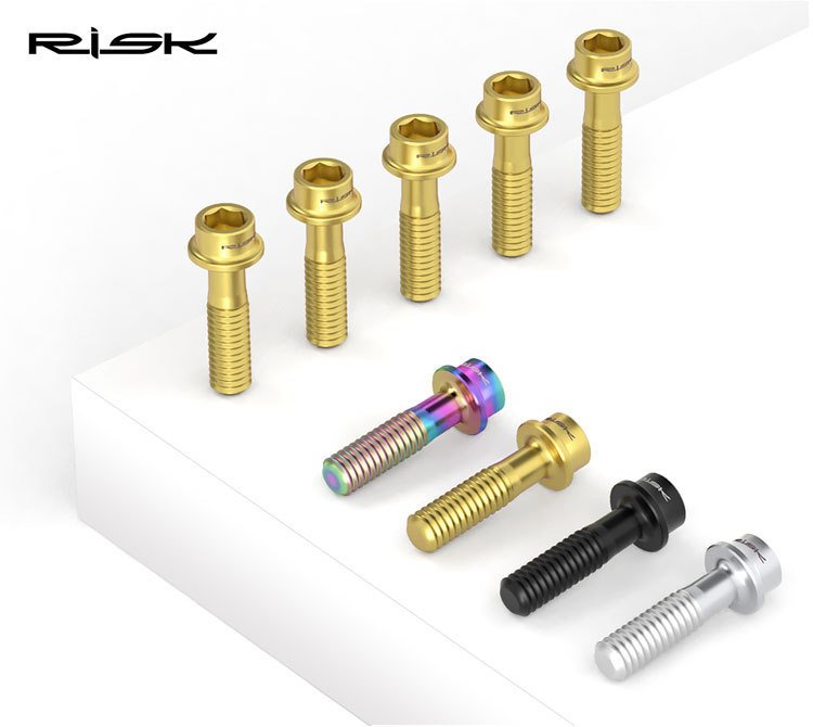 RISK RT131/RT132 Titanium M5 Stem Bolts 6pcs for Road MTB Bikes