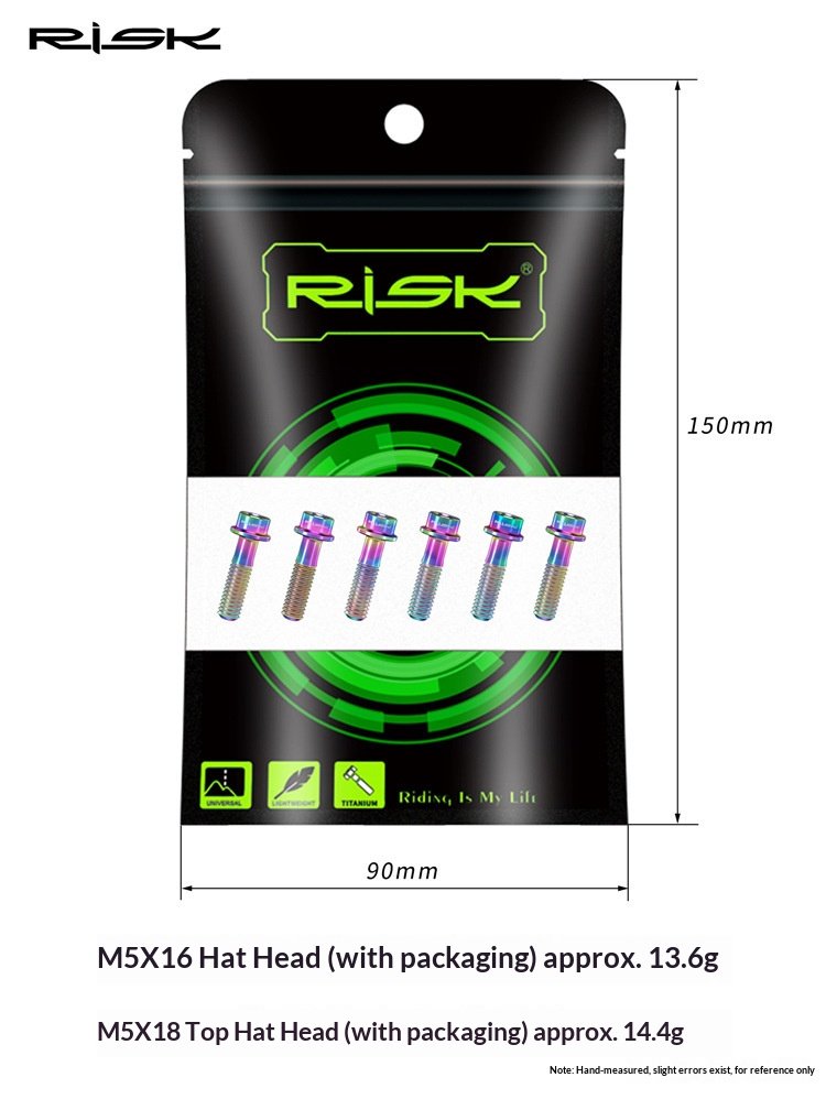 RISK RT131/RT132 Titanium M5 Stem Bolts 6pcs for Road MTB Bikes
