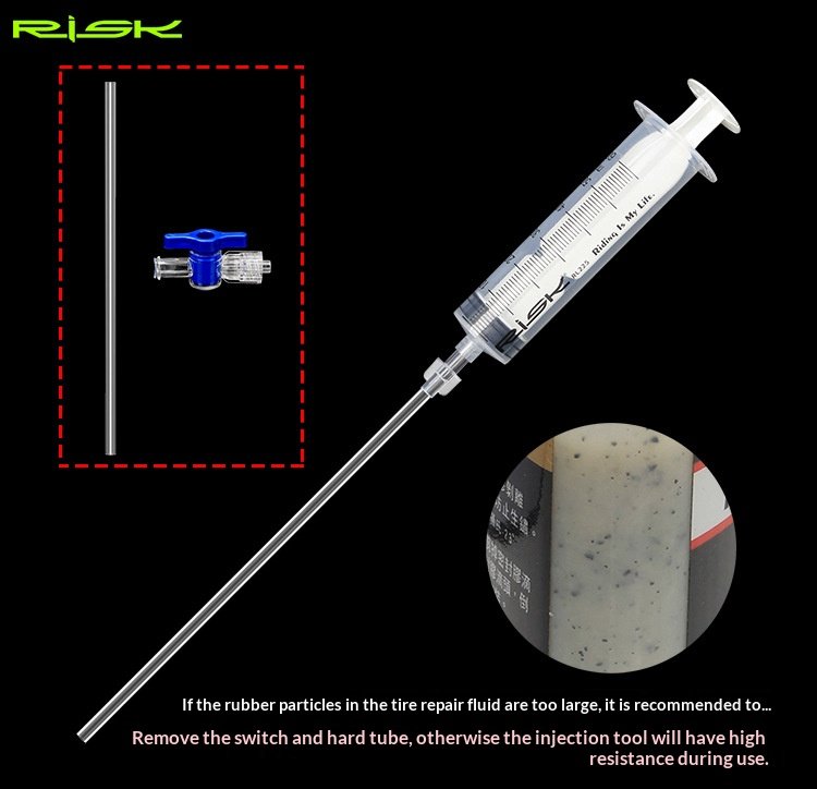 RISK RL225 Tubeless Tire Sealant Injector Syringe Kit for Road & MTB Bikes