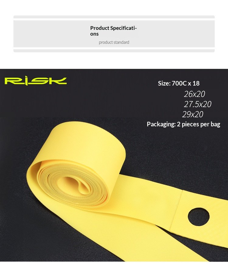 RISK RA141 PVC Bicycle Rim Tape 2 pcs Anti-Puncture Rim Strip for Road & MTB Wheels