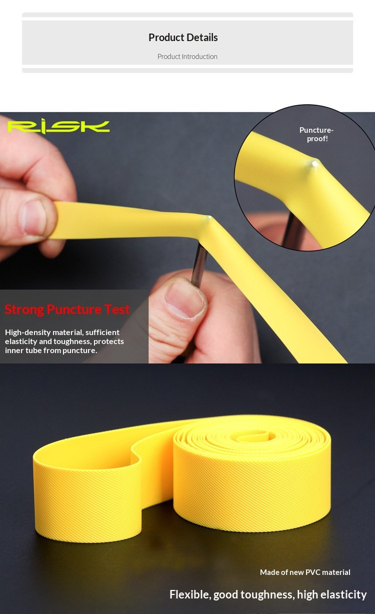 RISK RA141 PVC Bicycle Rim Tape 2 pcs Anti-Puncture Rim Strip for Road & MTB Wheels
