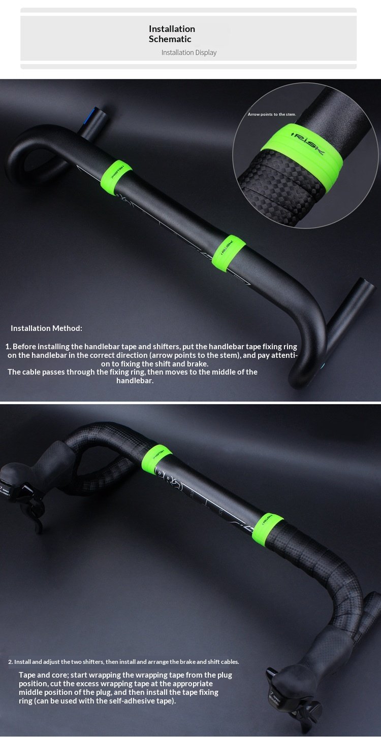 RISK RA137 Silicone Bike Handlebar Tape Fixing Rings for Road Bike Drop Bars, 1 Pair