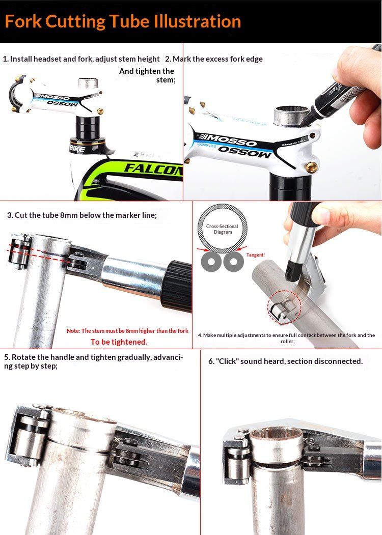 RISK KENWAY RL101 Bicycle Tube Cutter Tool – Fork Steerer, Handlebar and Seatpost Cutting Tool for Steel, Aluminum and Titanium Tubes