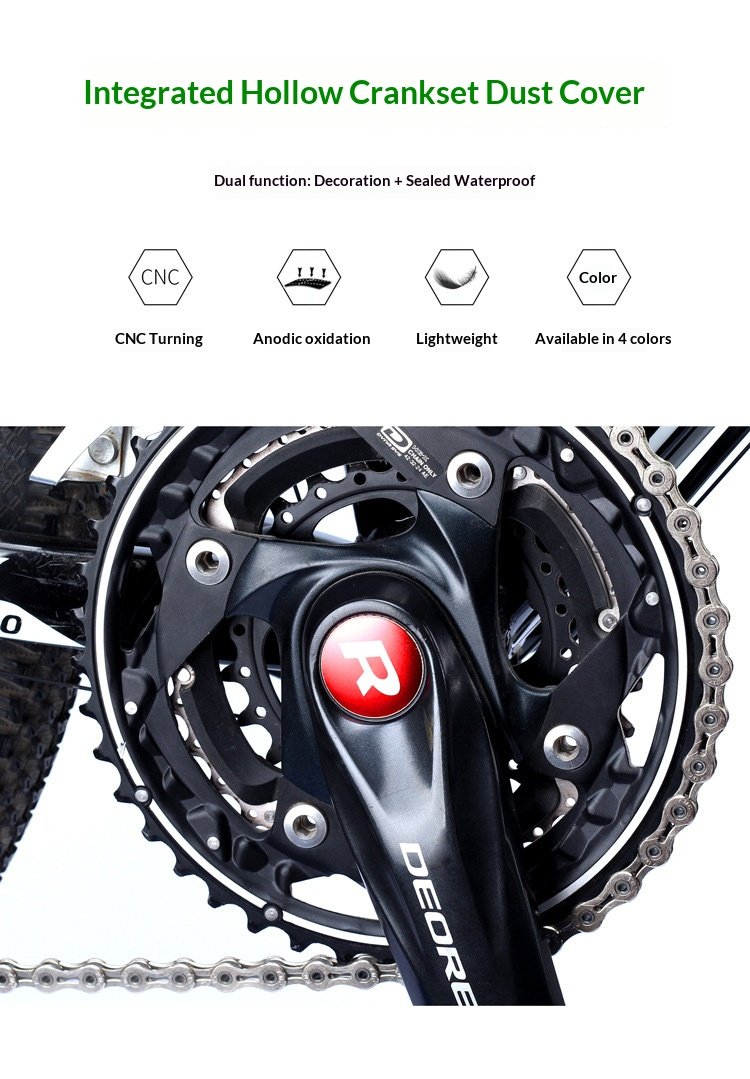 RISK RA124 Aluminum Integrated Hollow Crankset Dust Cover 22–25mm Waterproof Crank Cap