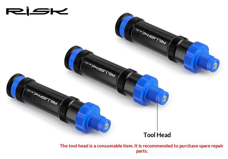 RISK RL253 Bicycle Dummy Pedal Repair Tool, Right Thread Virtual Pedal for Drivetrain Adjustment with Spare Tool Head