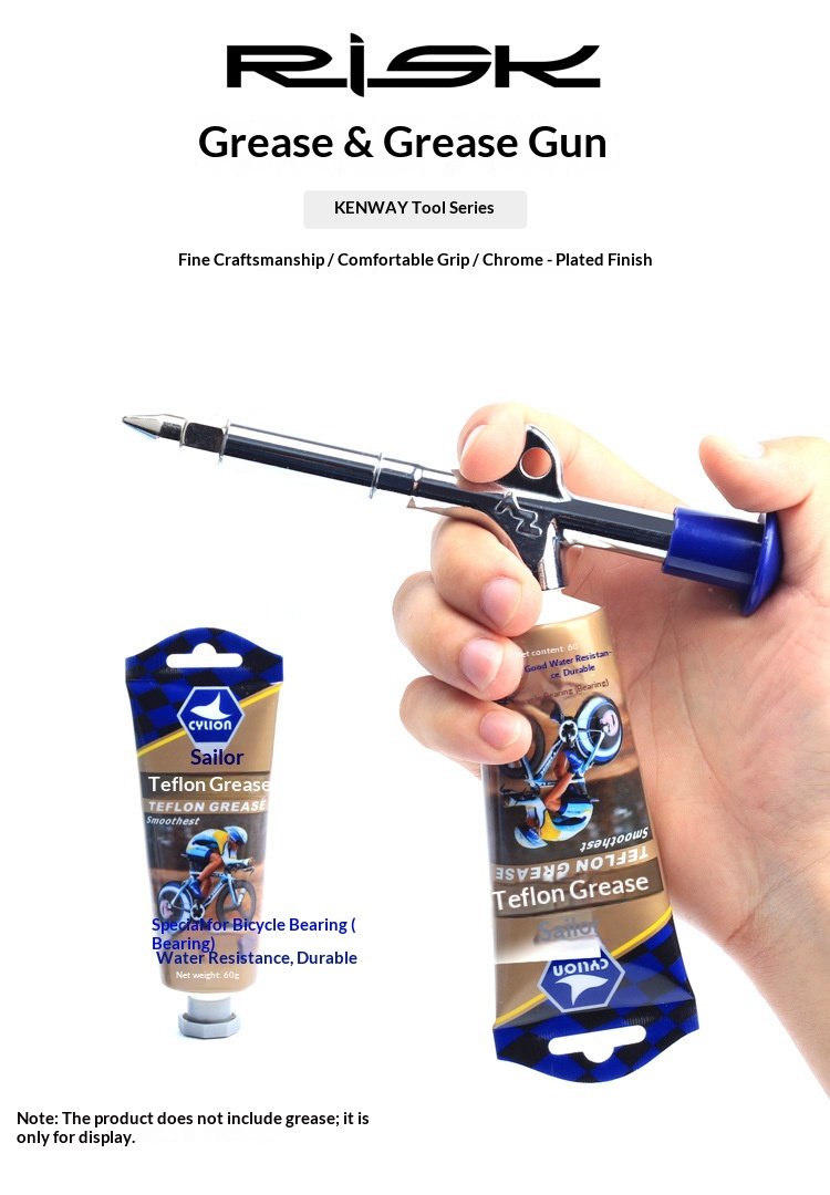 RISK KENWAY RL203 Bicycle Grease Gun, 0.9mm Precision Nozzle Lubrication Injector for 14mm Tube Grease