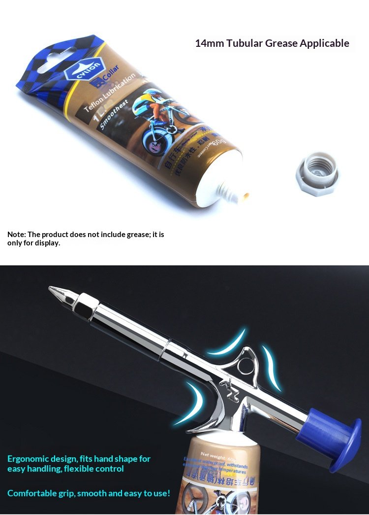 RISK KENWAY RL203 Bicycle Grease Gun, 0.9mm Precision Nozzle Lubrication Injector for 14mm Tube Grease