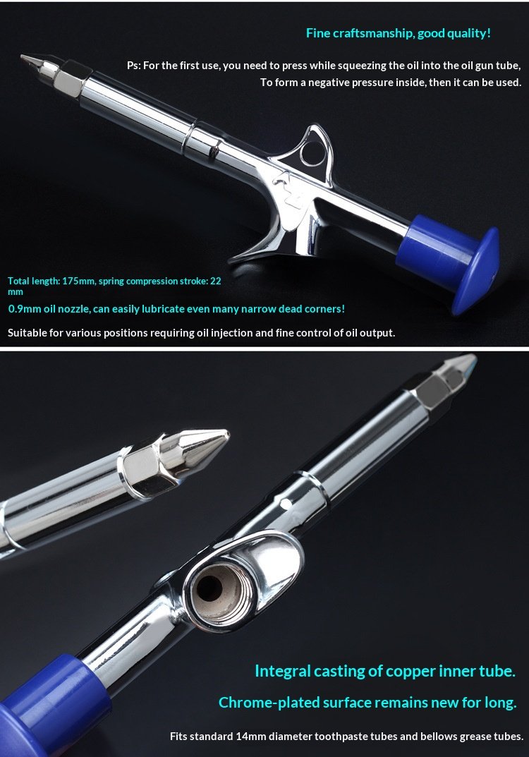 RISK KENWAY RL203 Bicycle Grease Gun, 0.9mm Precision Nozzle Lubrication Injector for 14mm Tube Grease