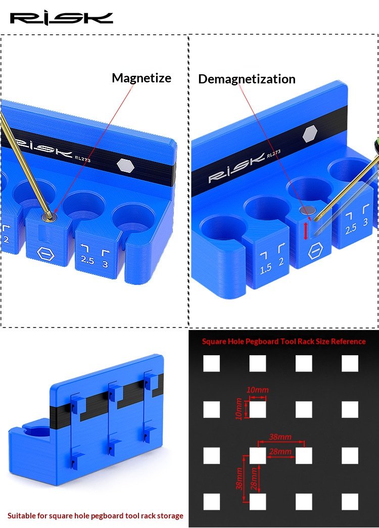 RISK RL273-RL282 Bike Hex Screwdriver Set Precision Allen Wrench Shafts & Storage Organizer Rack