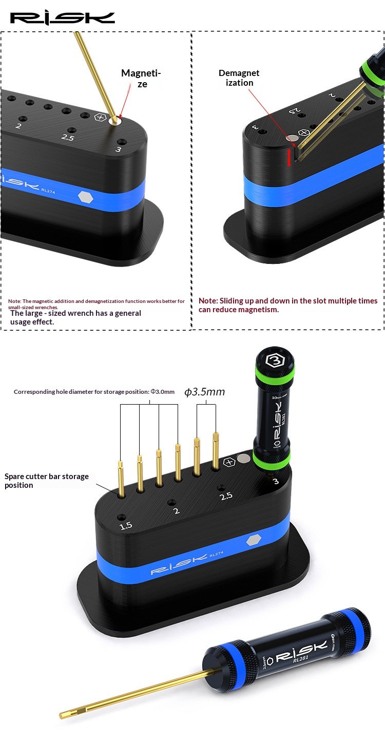 RISK RL273-RL282 Bike Hex Screwdriver Set Precision Allen Wrench Shafts & Storage Organizer Rack