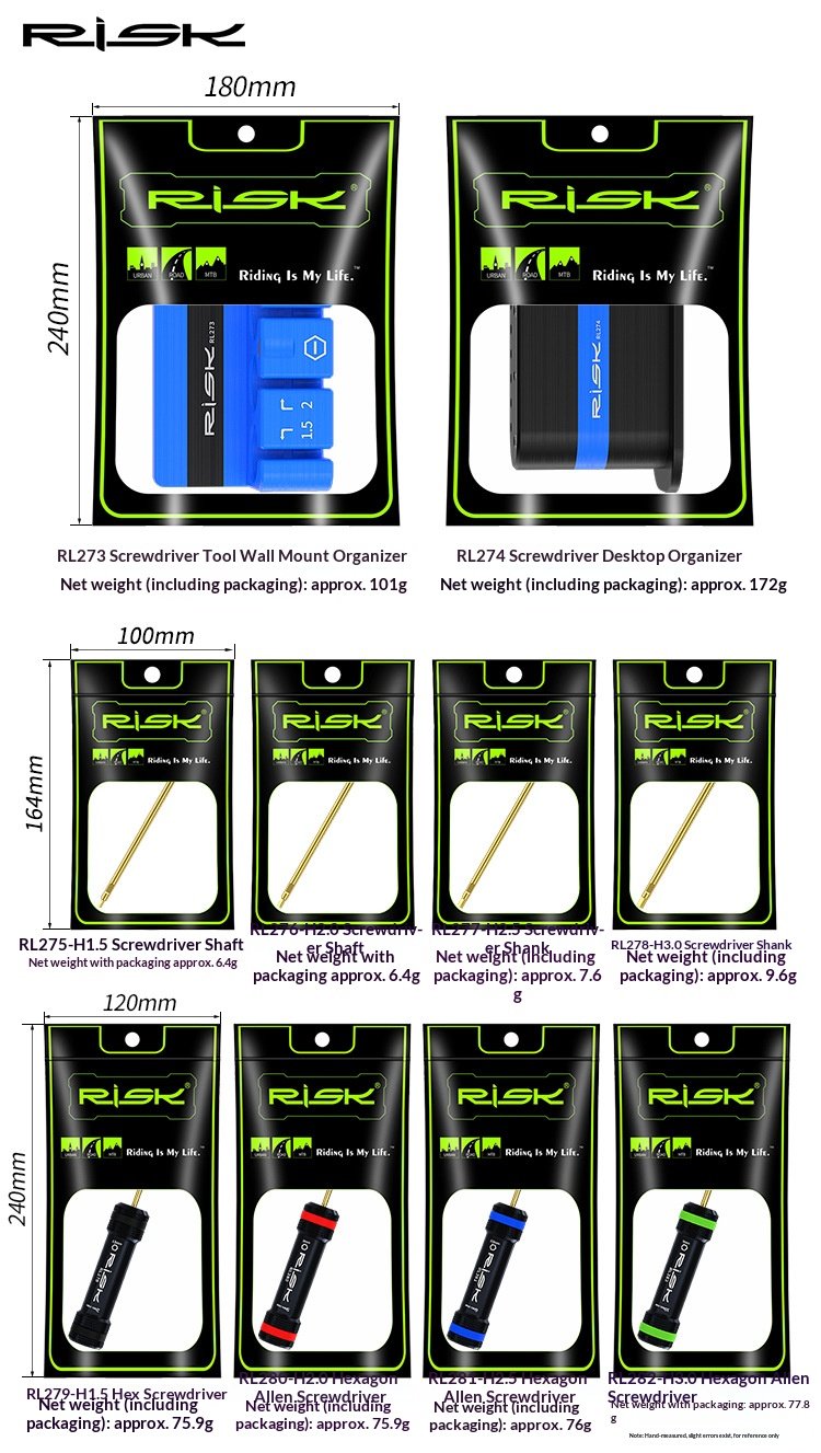RISK RL273-RL282 Bike Hex Screwdriver Set Precision Allen Wrench Shafts & Storage Organizer Rack