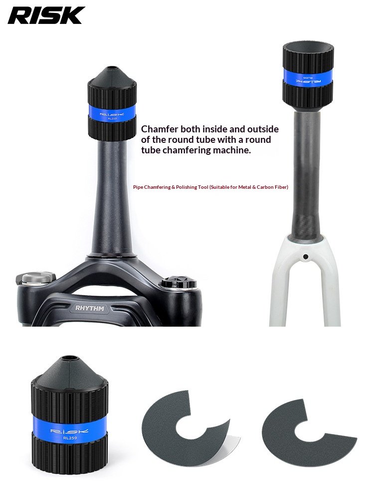 RISK RL351-353 Bike Carbon Fiber Fork Steerer Tube Facing Tool Headtube End Sander Chamfer Deburring Kit