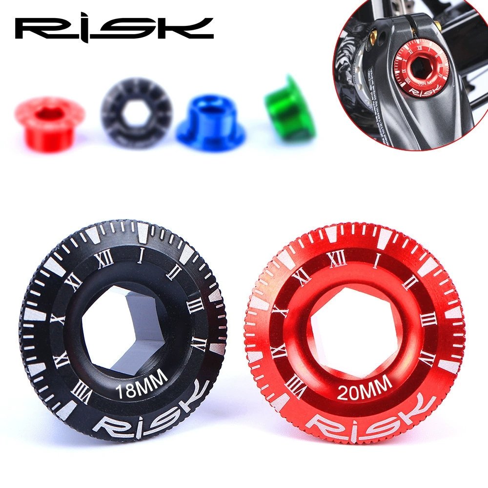 RISK 155 Aluminum Alloy Hollow Crank Arm Cap Bolt — M18/M20 × 9mm BB Bottom Bracket Dust Cover for Mountain & Road Bike, 10mm Hex Drive,