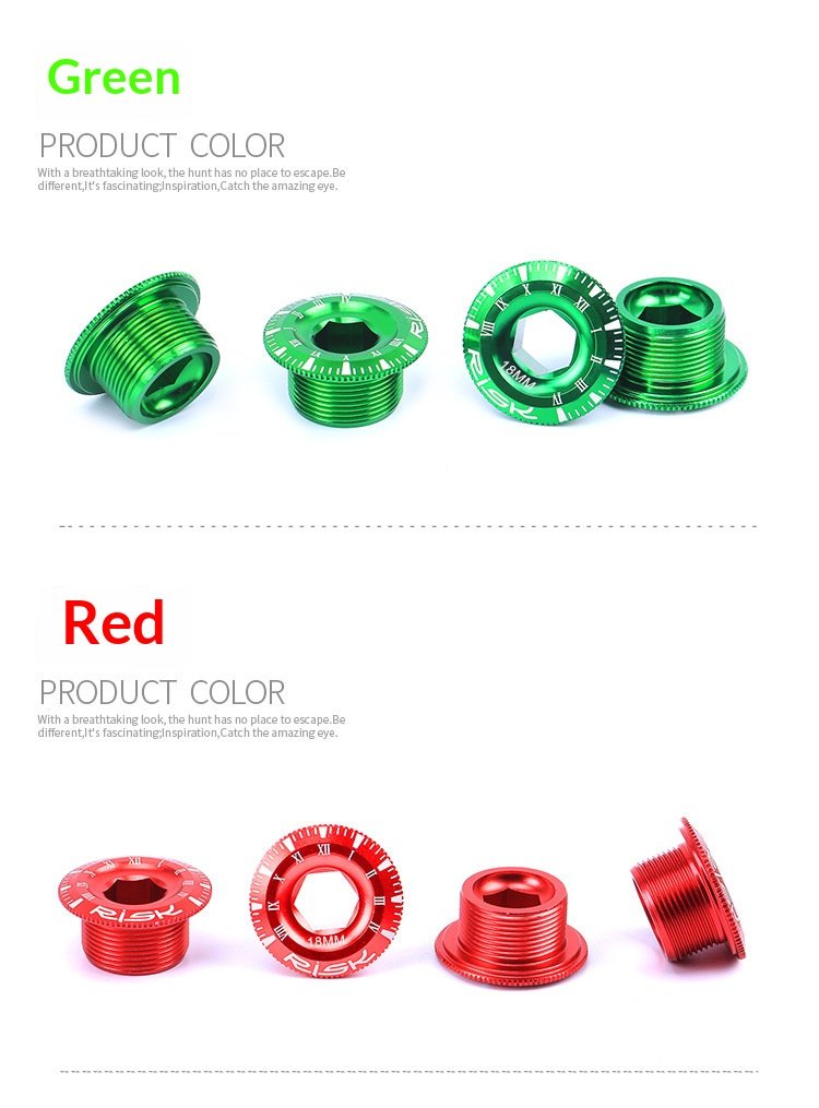 RISK 155 Aluminum Alloy Hollow Crank Arm Cap Bolt — M18/M20 × 9mm BB Bottom Bracket Dust Cover for Mountain & Road Bike, 10mm Hex Drive,