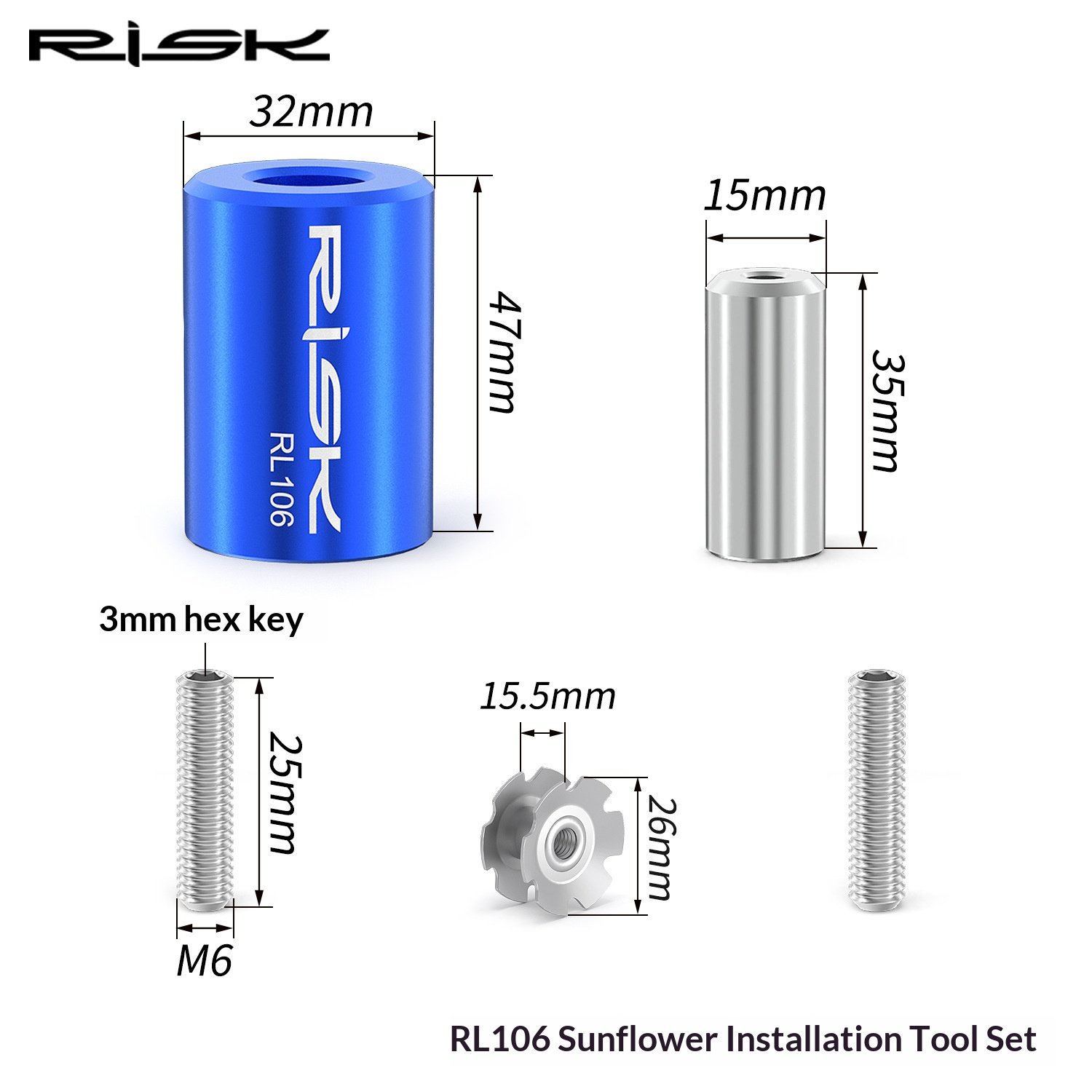 RISK RL106 Bicycle Fork Star Nut Installation Tool – Steel Star Fangled Nut Setter for 28.6mm MTB/Road Bike Steerer Tube