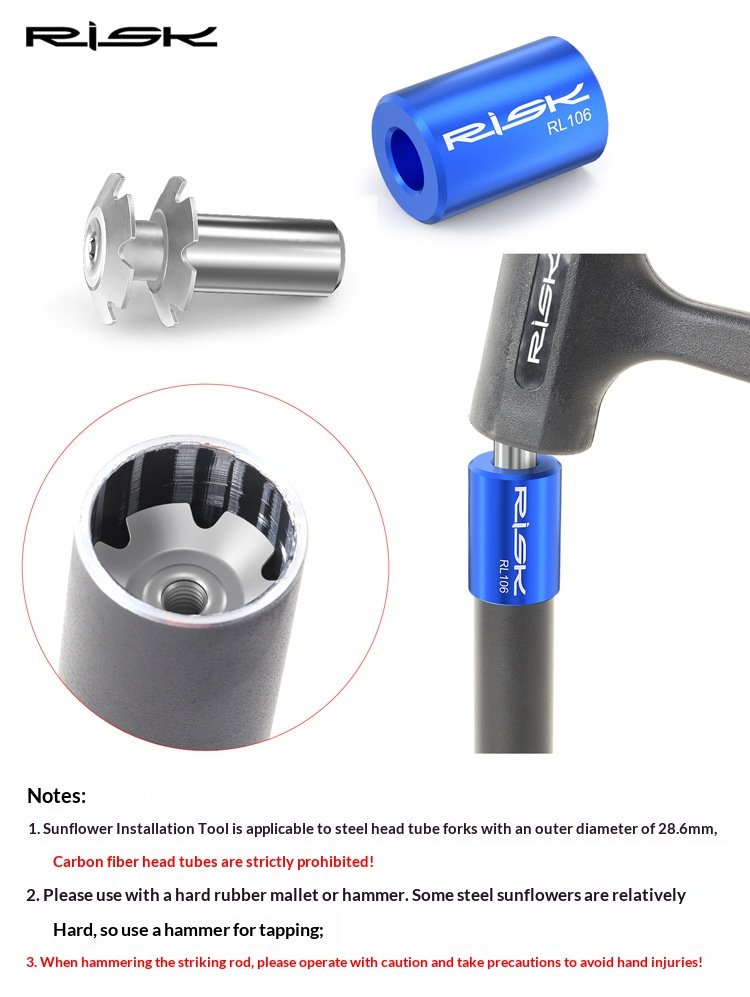 RISK RL106 Bicycle Fork Star Nut Installation Tool – Steel Star Fangled Nut Setter for 28.6mm MTB/Road Bike Steerer Tube