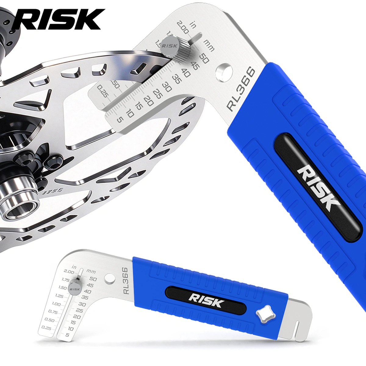 RISK Bicycle Disc Rotor Truing Tool with Adjustable Stop and Rubber Grip, Brake Rotor Alignment Tool or Replacement Stop Repair Kit