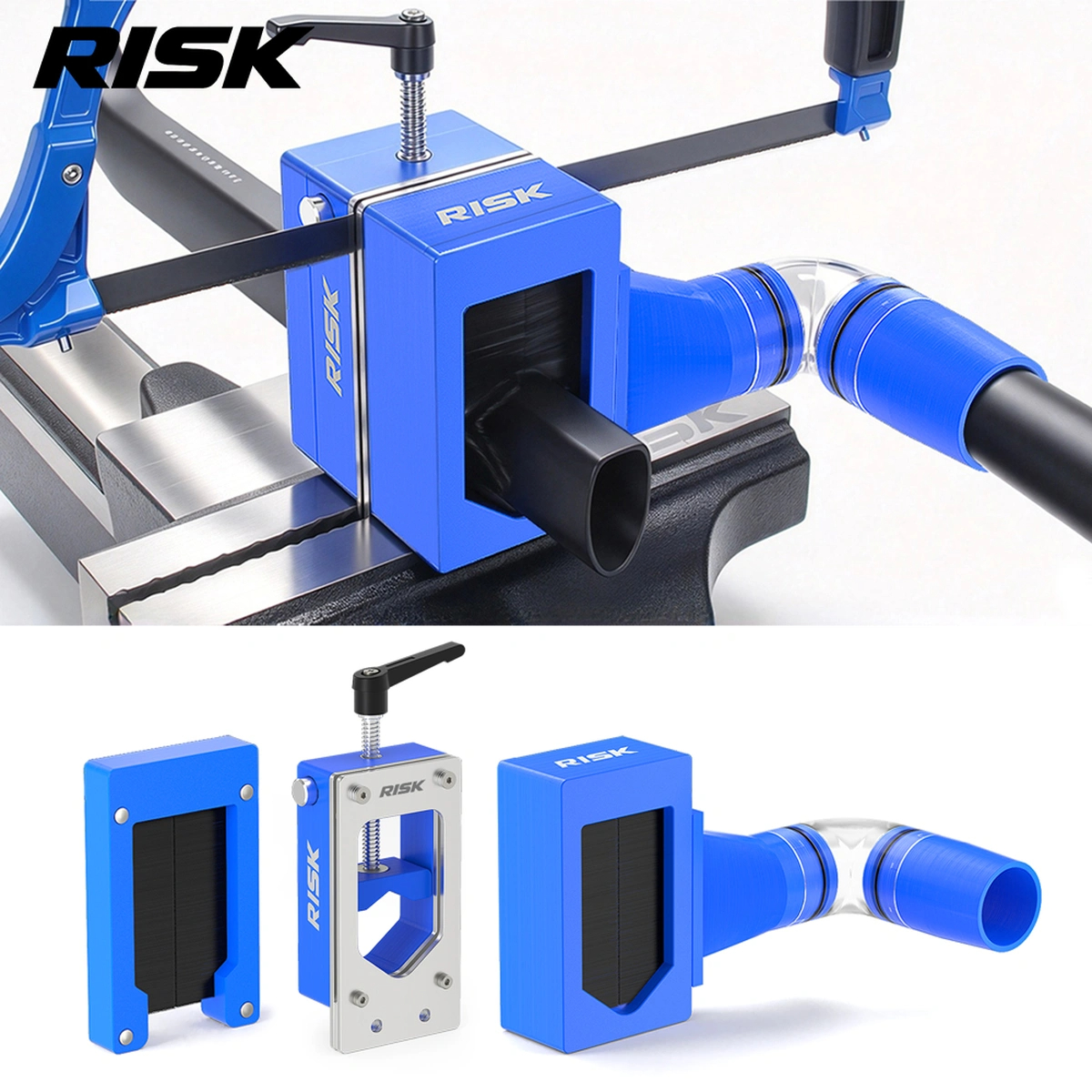 RISK Bicycle Tube Cutting Guide for 20-47 mm Round Tubes and Non-Round Seatposts, Basic and Dust Extraction Tool or Replacement Parts